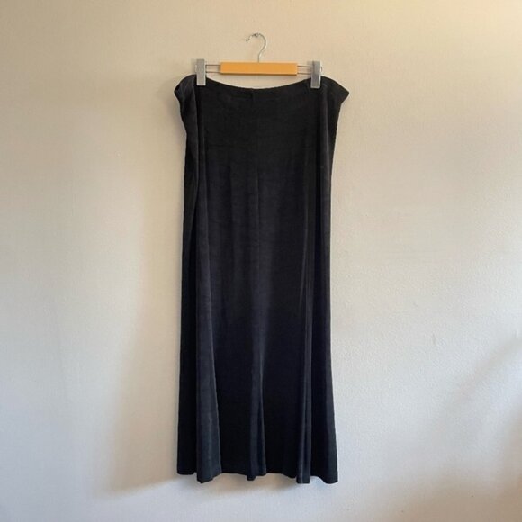 Vintage 90s Picadilly Fashion Slinky Black Trumpet Flared Maxi Skirt - Picture 1 of 11